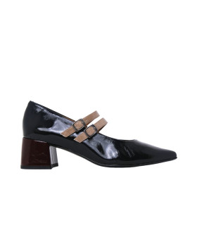 ESCOOLERS TROPEA ZAPATO DE TACÓN MEDIO MARY JANE PIEL CHAROL MUJER - 1