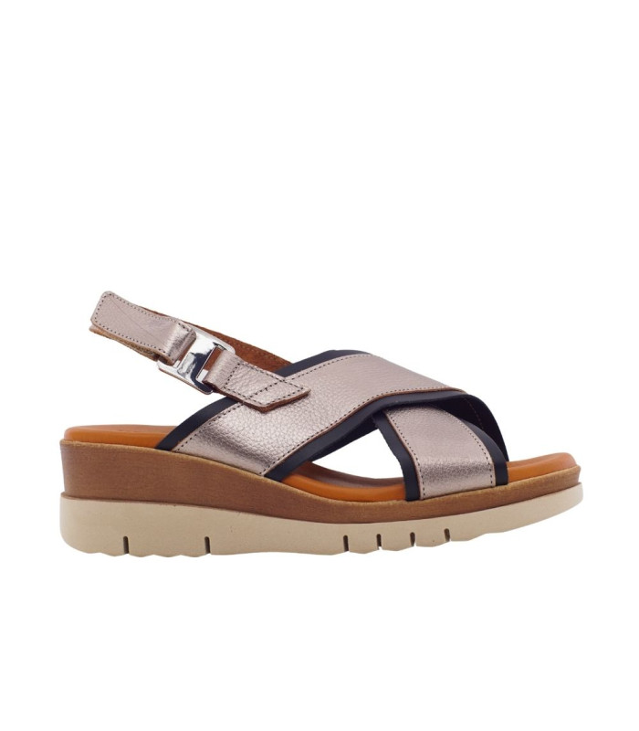 ESCOOLERS SANDALIA TEFNUT CUÑA PIEL TIRAS CRUZADAS CIERRE VELCRO MUJER - 1