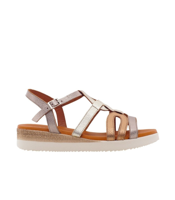 ESCOOLERS SANDALIAS QEBEHUT CUÑITA TIRAS PIEL HEBILLA MUJER - 1